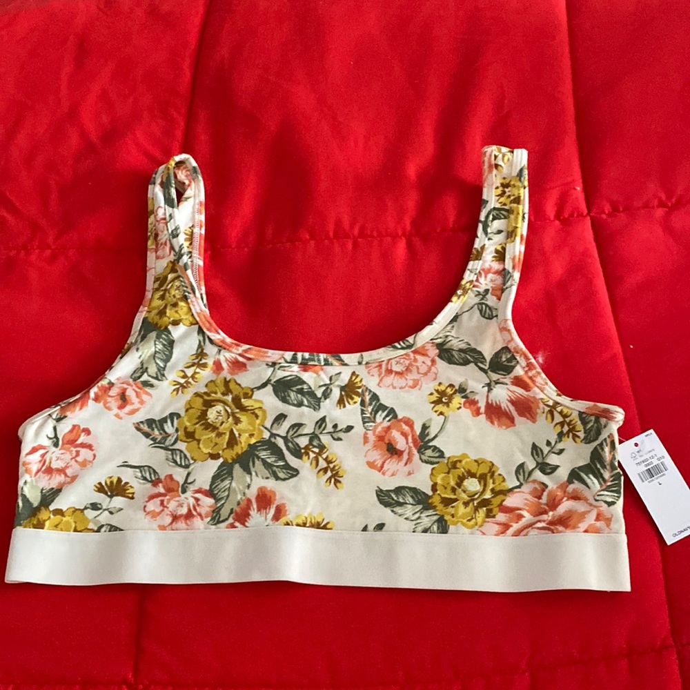 Cream with flowers sports bra